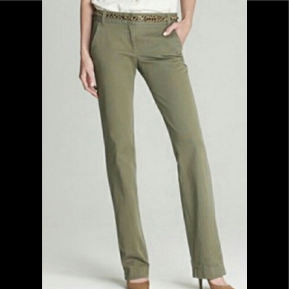 EUC J.Crew flat front olive green chinos